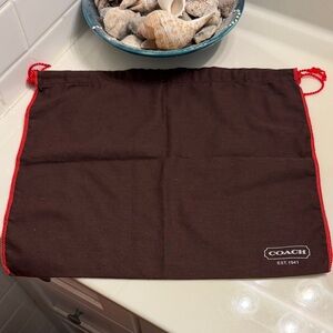 Coach Brown Canvas Dust Bag with Red Trim